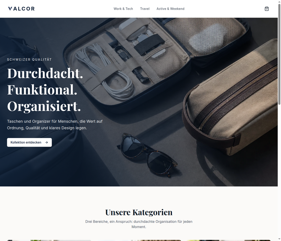 Öffentliche Website-Vorschau von Valcor