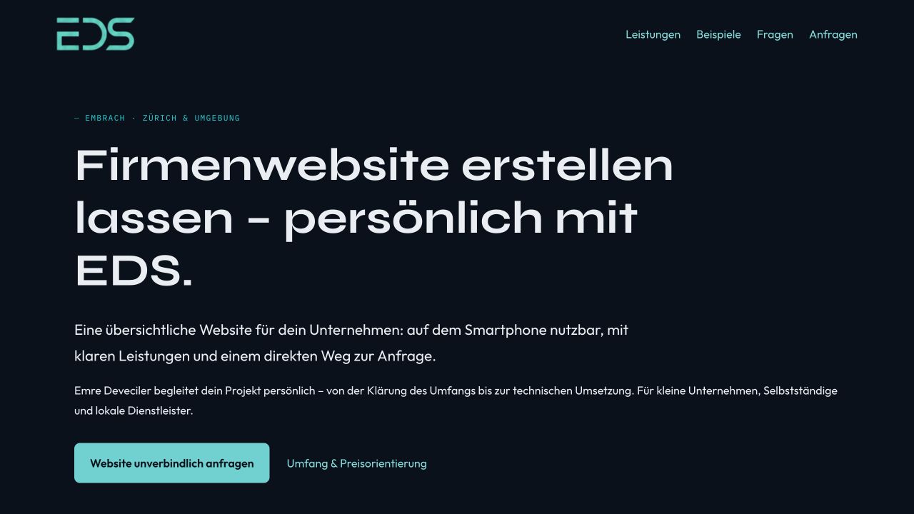 Öffentliche Website-Vorschau von EDS