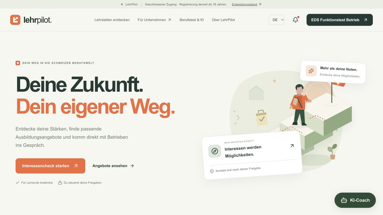 Öffentliche Website-Vorschau von LehrPilot